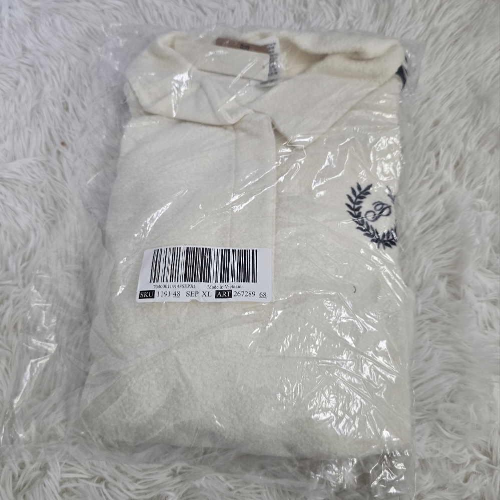 Victoria's Secret PINK Cream Reverse Fleece Cropped Sweatshirt NWT SZ XL‎ - Picture 9 of 11